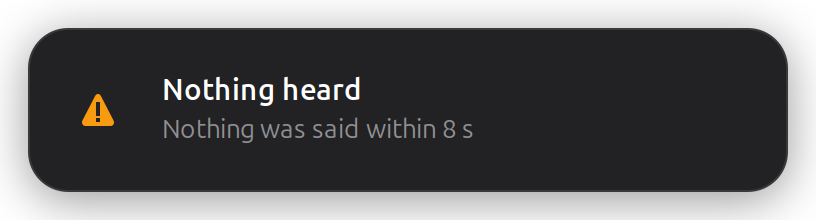 The whisper-desk overlay after a dictation that heard nothing