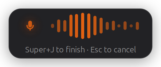 The whisper-desk overlay while listening