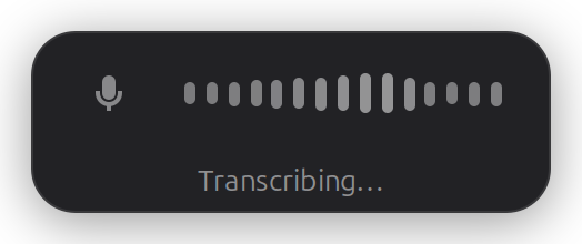 The whisper-desk overlay while transcribing
